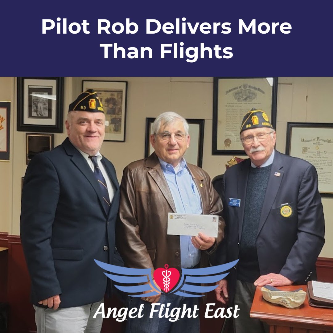 At Angel Flight East, volunteer pilot Rob’s talk at the American Legion Club raised $1,000 to support free patient flights. Learn more at angelflighteast.org