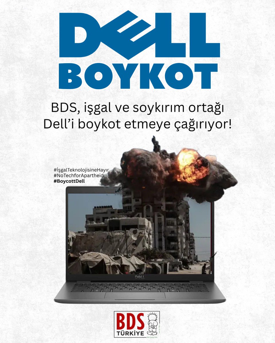 israileboykot's tweet photo. BDS, işgal ordusu ve savunma bakanlığına teknoloji desteği sunan Dell’i boykot etmeye çağırıyor! 

Dell ve ona bağlı şirketler, işgal ordusuna veri depolama sistemleri sağlayan ana tedarikçilerdir.

#İşgalTeknolojisineHayır
#NoTechforApartheid
#BoycottDell https://t.co/Y6ngtC7FKm