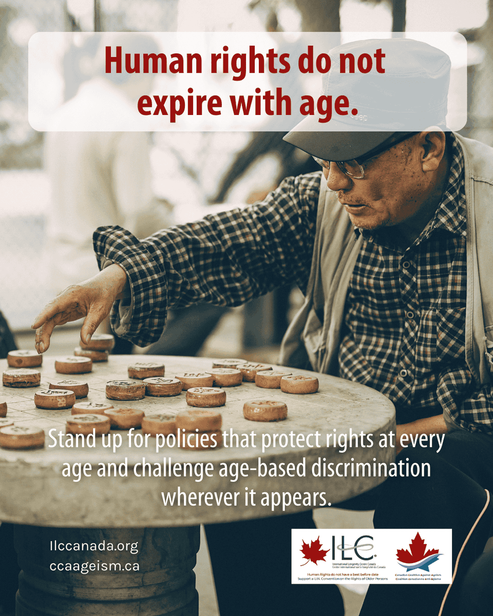 ILCCanada's tweet photo. Human rights do not diminish with age.

Ageism undermines equality — policy change can stop it.

#HumanRightsAtEveryAge #EndAgeism #PolicyAdvocacy #AgeInclusion #RightsMatter
@niageing @IFAgeing @CanAgeSeniors https://t.co/Z6EKSVxhbS