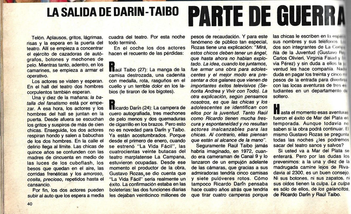 TintaOjo's tweet photo. #Hace45Años #En1981 
El verano va quedando lentamente atrás. Los bordereaux se dejan de lado y antes del otoño se impone inventario. 
La temporada 1981 en #MardelPlata Plata arrojaba como ganadores a "los galancitos" Darin y Taibo, protagonistas de "La vida fácil" en La Campana. https://t.co/AYBT61HFDE