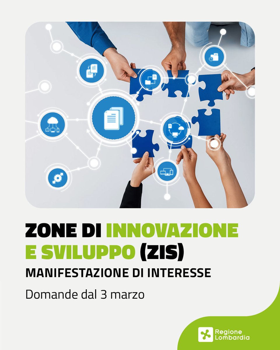 RegLombardia's tweet photo. Le Zone di innovazione e Sviluppo sono un modello sperimentale di azione pubblica per rafforzare la competitività industriale dei territori.
Dal 3/03 partenariati pubblico-privati che intendono costituire una ZIS possono presentare proposta per la fase 1👇
https://t.co/E6VoN5frkX https://t.co/wbuT6YtXZp