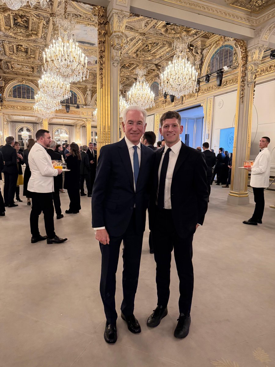 USAmbFrance's tweet image. An evening at the Elysée with my grandson to recognize a good personal friend and a strategic U.S. partner, Rodolphe Saade, as he received his Legion of Honor award.
