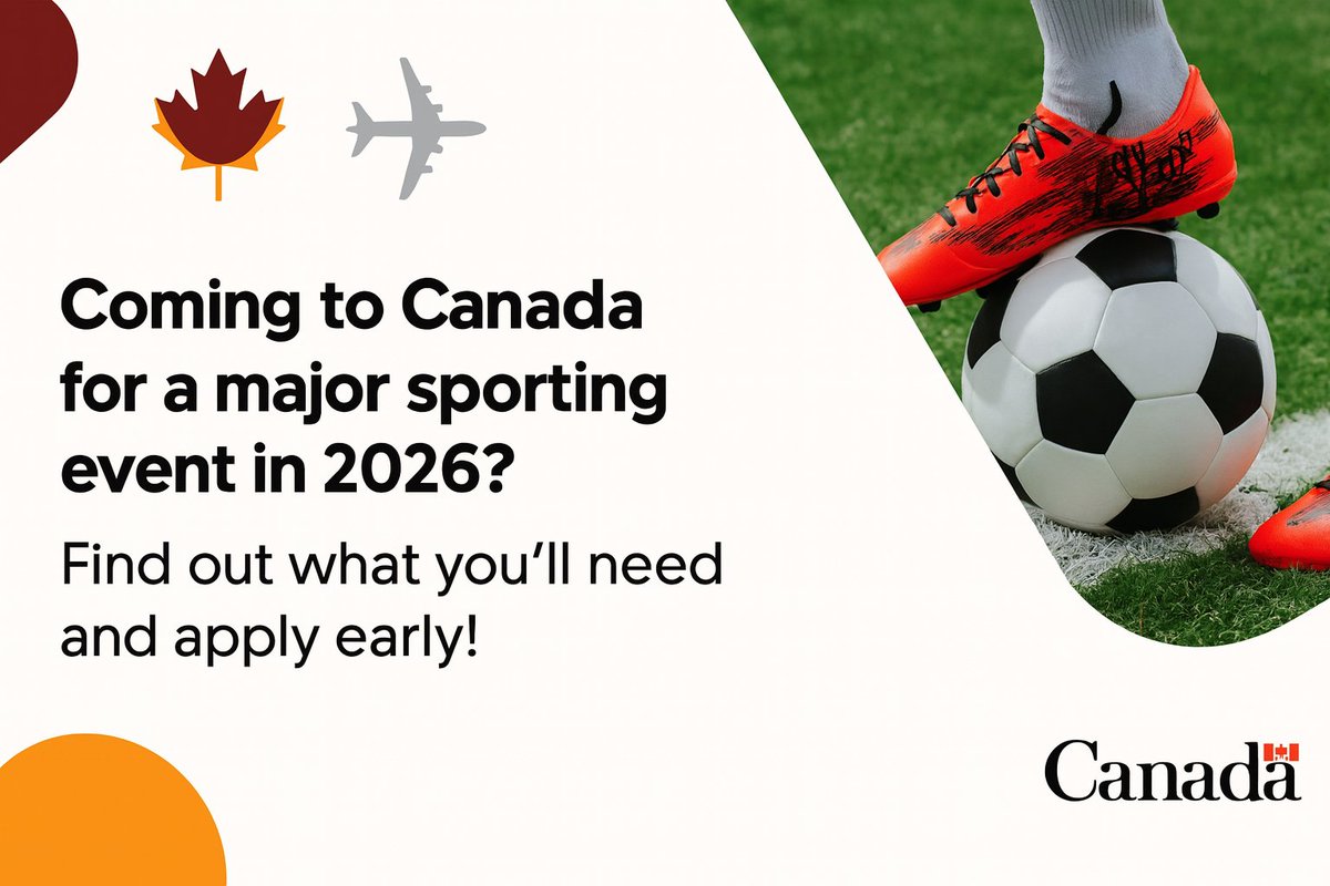 CanadaGuinea's tweet photo. "The final teams will qualify for the FIFA World Cup 26™ in March. If you want to come to Canada as a spectator, apply for your visa or electronic travel authorization (eTA) as soon as possible: https://t.co/L0ElFD4dzP

#FIFAWorldCup #WeAreCanada" https://t.co/3lTMMorbPU