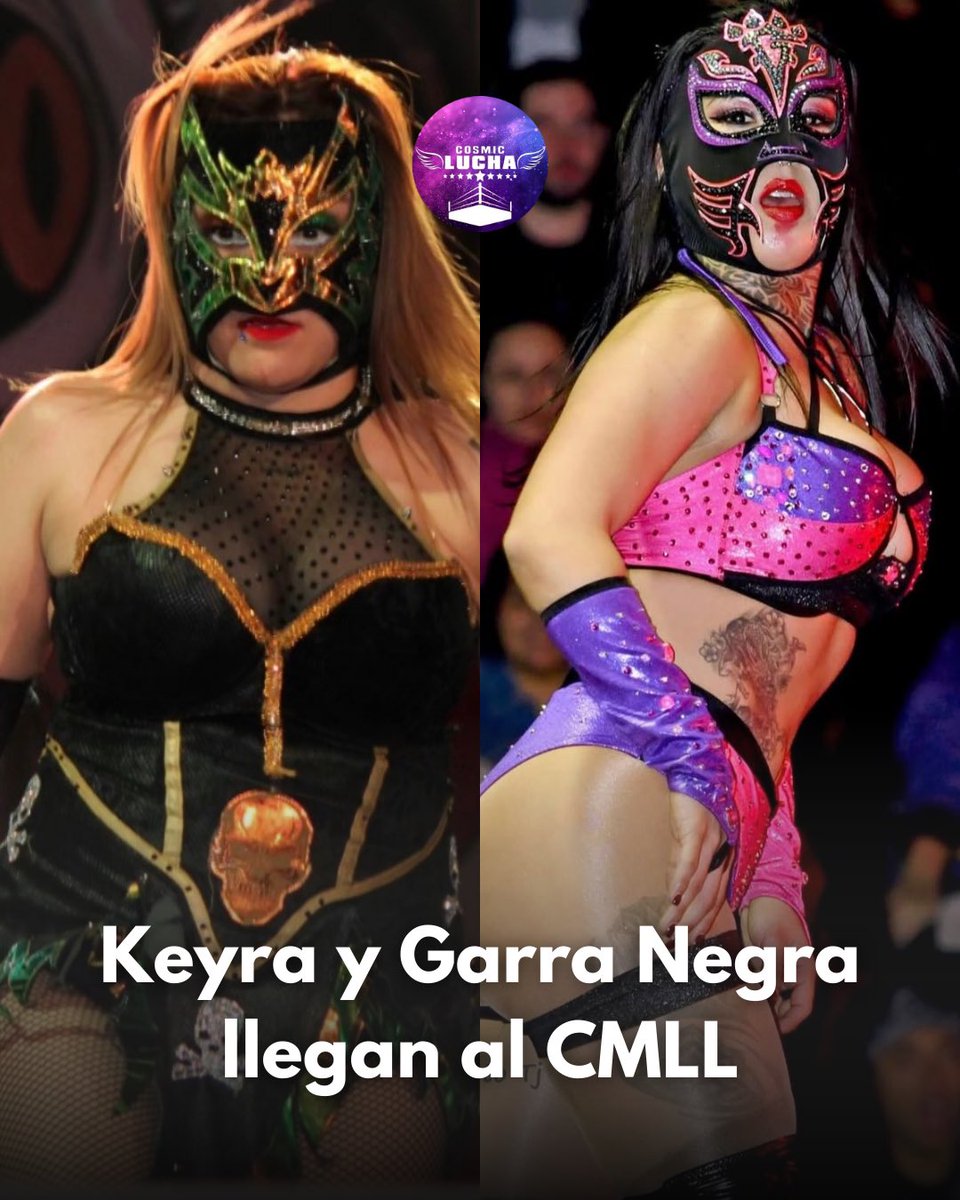 CosmicLucha's tweet image. 🔥🤼‍♀️ Keyra y Garra Negra llegan oficialmente al CMLL 🤼‍♀️🔥

Durante CMLL Informa se confirmó su llegada a la México Catedral 🏛️🇲🇽.

Debutarán el 6 de marzo en Noche de Amazonas ante La Catalina y Sanely 🌙💜.

¡El roster femenil sigue creciendo! 🚀💎

#CMLL #Keyra #GarraNegra