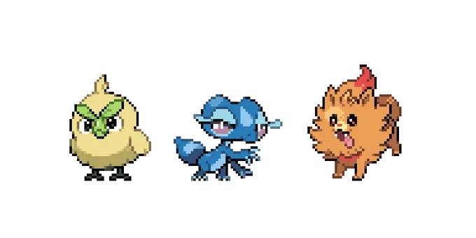 ハブロウ・ミオリー・ポムケン #pixelart #ポケモン風波