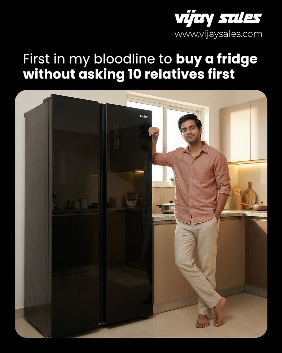 VijaySales's tweet photo. Turning everyday upgrades into proud family milestones. 🤩
#VijaySales #FirstInTheBloodline #Trend #Trending #Relatable #Refrigerator #Smartphone #Laptop #Earbuds #Upgrade #BestDeals #ShopSmart #ShopNow #BuyNow https://t.co/csLJBEeTdV