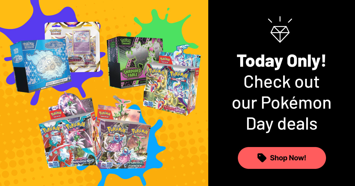 TCGplayer's tweet photo. Pokémon Day is here and today only we’ve got some amazing deals to celebrate the #Pokemon30thanniversary! These deals are only available until 11pm ET and only while supplies last, so catch ‘em while you can! - https://t.co/NBPEw4KUcr.. https://t.co/XoOtkJexdo