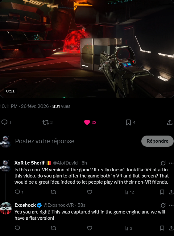 AlofDavid's tweet photo. Exoshock VR Le prochain shooter coop 1 à 4 joueurs , sera aussi jouable en non-VR, cela est confirmé par le dev , et c'est une bonne nouvelle🫡 #vr #pc #exoshock https://t.co/Ttn8ariUEA