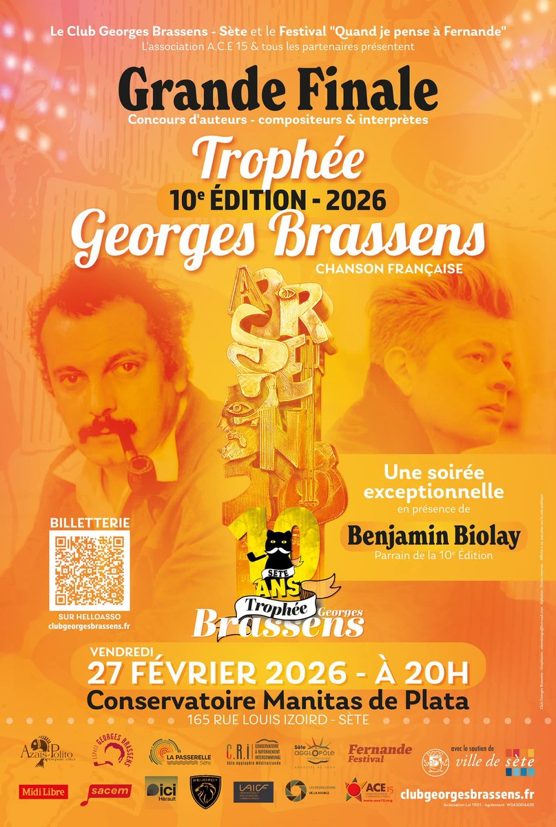 Ace15Asso's tweet photo. ⚓ Direction #Sète pour la Grande Finale du 10e #TrophéeBrassens !

Partenaire depuis les 38es #JournéesBrassens, ​l'équipe d'#ACE15 est fière d'être associée à cet événement exceptionnel :
​🎤 Nous serons là pour soutenir #ArchiPol, lauréat de notre tremplin #LesDécouvertes https://t.co/dC3Vc1IRAL