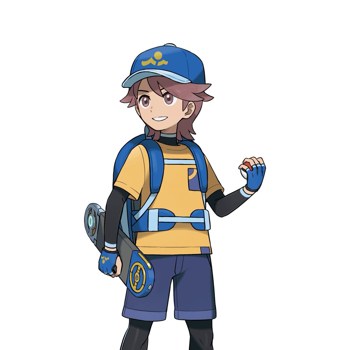 pokepecha's tweet photo. New official main character trainer art differs slightly depending on whether you have Pokemon Winds or Waves version #PokemonWindsWaves https://t.co/osoHTLYF6D