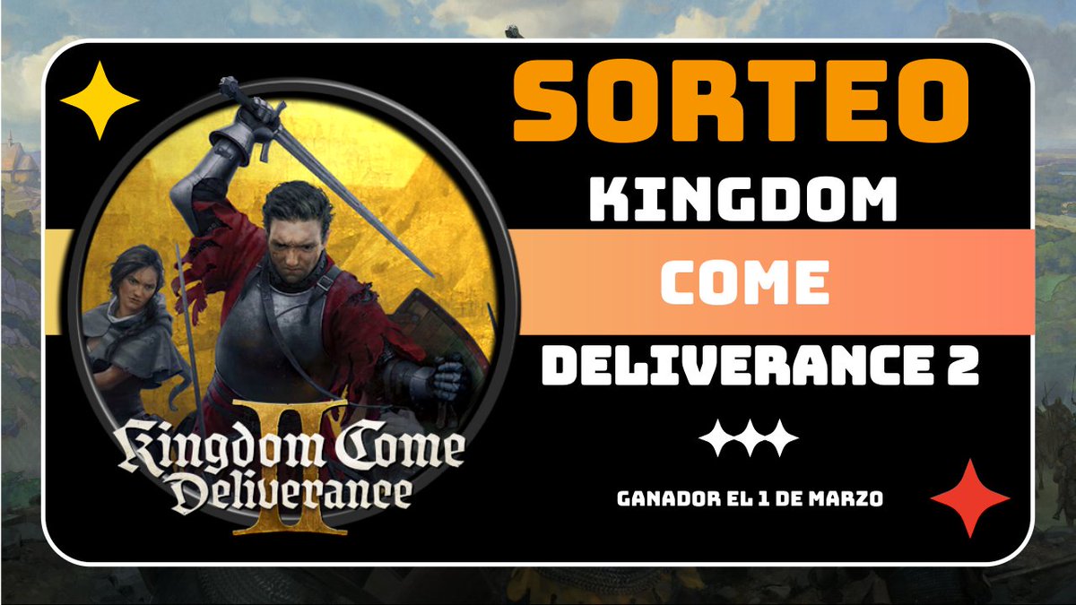 🚨SORTEO🚨

¿Quieres jugar a uno de los nominados a GOTY 2025?🍀

Os traigo un sorteazo de una copia de Kingdom Come Deliverance 2⚔️ para Xbox. 

Para participar:
1. Like❤️ al tuit citado y Repost🔄
2. Etiqueta a tu compañero de aventura medieval.
3. Seguirme <a href="/E_Souls27/">Edu🎮RPG</a> 

*Sorteo