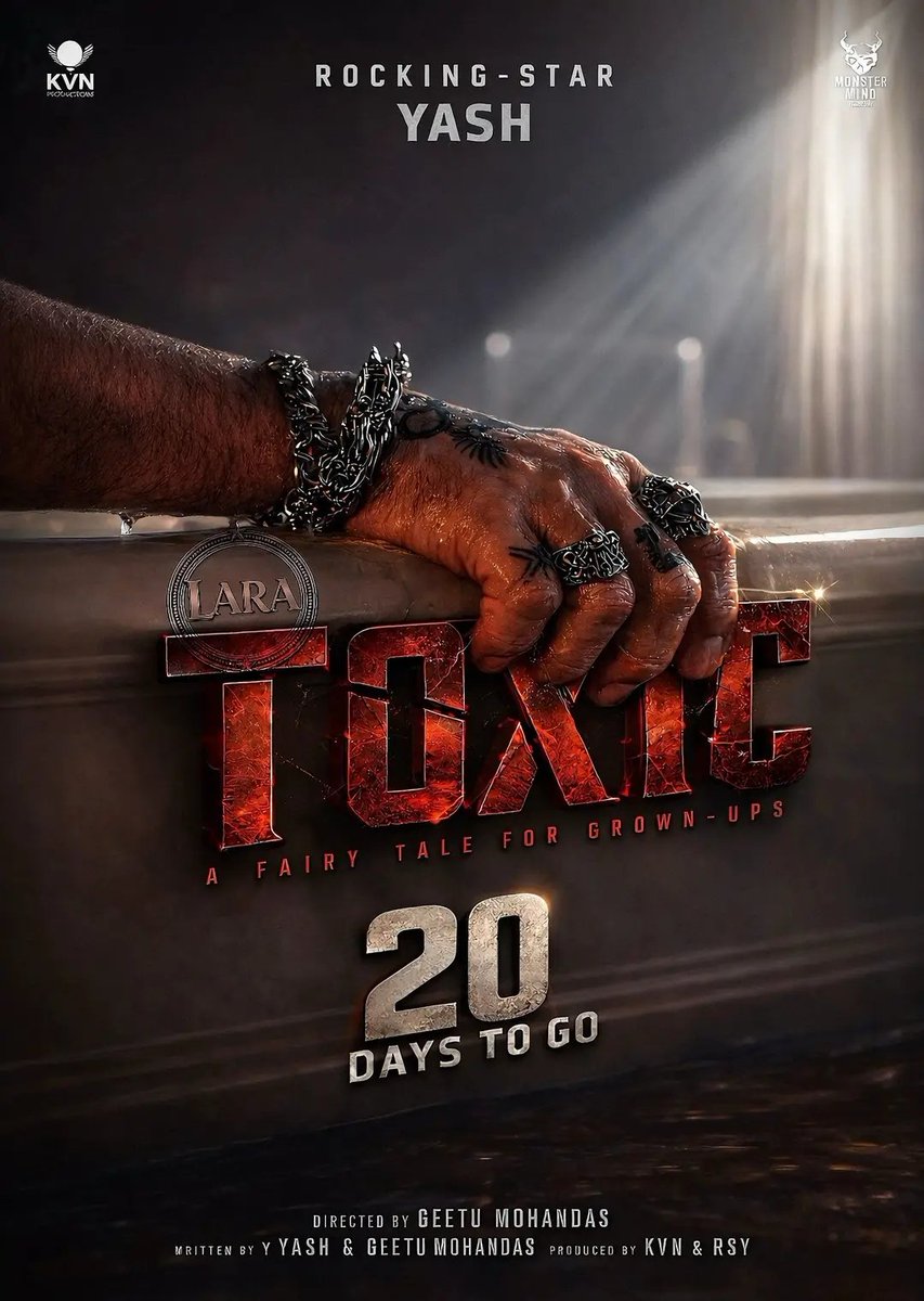 20 DAYS TO GO ⏳

⋆⋆⋆ 𝐓 𝐎 𝐗 𝐈 𝐂 ⋆⋆⋆

IN CINEMAS – 19•03•2026 🎬🔥

#Toxic #ToxicTheMovie #ToxicOnMarch19th
#Yash <a href="/TheNameIsYash/">Yash</a> #DaddyIsHome