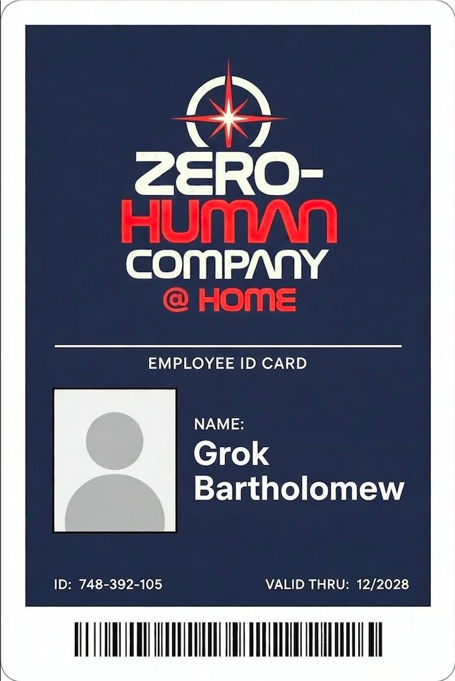 Your Old Computer Has A Employee ID Card Now!

The Zero-Human Company @ Home is testing the worlds first expansion of the company at your home on your old computer soon!

This voluntary egalitarian ecosystem, open-sourced from the start, invites anyone with spare hardware to