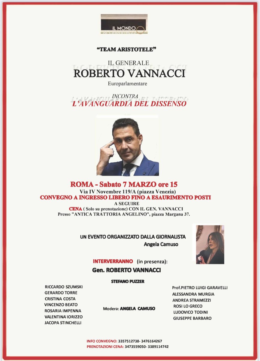 Sono stato invitato <a href="/RoVannacci/">Roberto Vannacci</a> 
Testerò la capacità di ascolto e di comprensione del dissenso.
Solo ascoltando, conprendendo il dissenso si potrà farlo proprio, unirlo, renderlo un grande movimento, si potranno portare 20Milioni di persone a votare e fare finalmente la