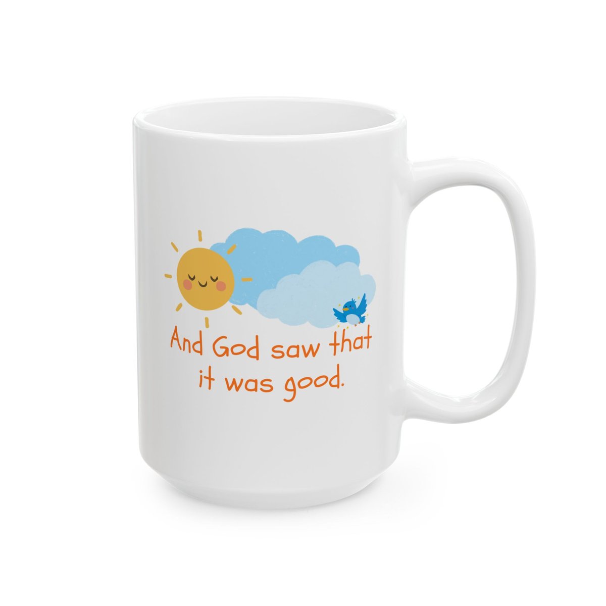 happiest_when's tweet photo. A simple, faith-filled reminder with every sip. ☀️ "And God saw that it was good." 15oz glossy ceramic mug — microwave &amp; dishwasher safe. Grab yours: https://t.co/TYQBPyxrlI #FaithAndCoffee #MugOfTheDay #ChristianSmallBiz https://t.co/nqmSwyf3de