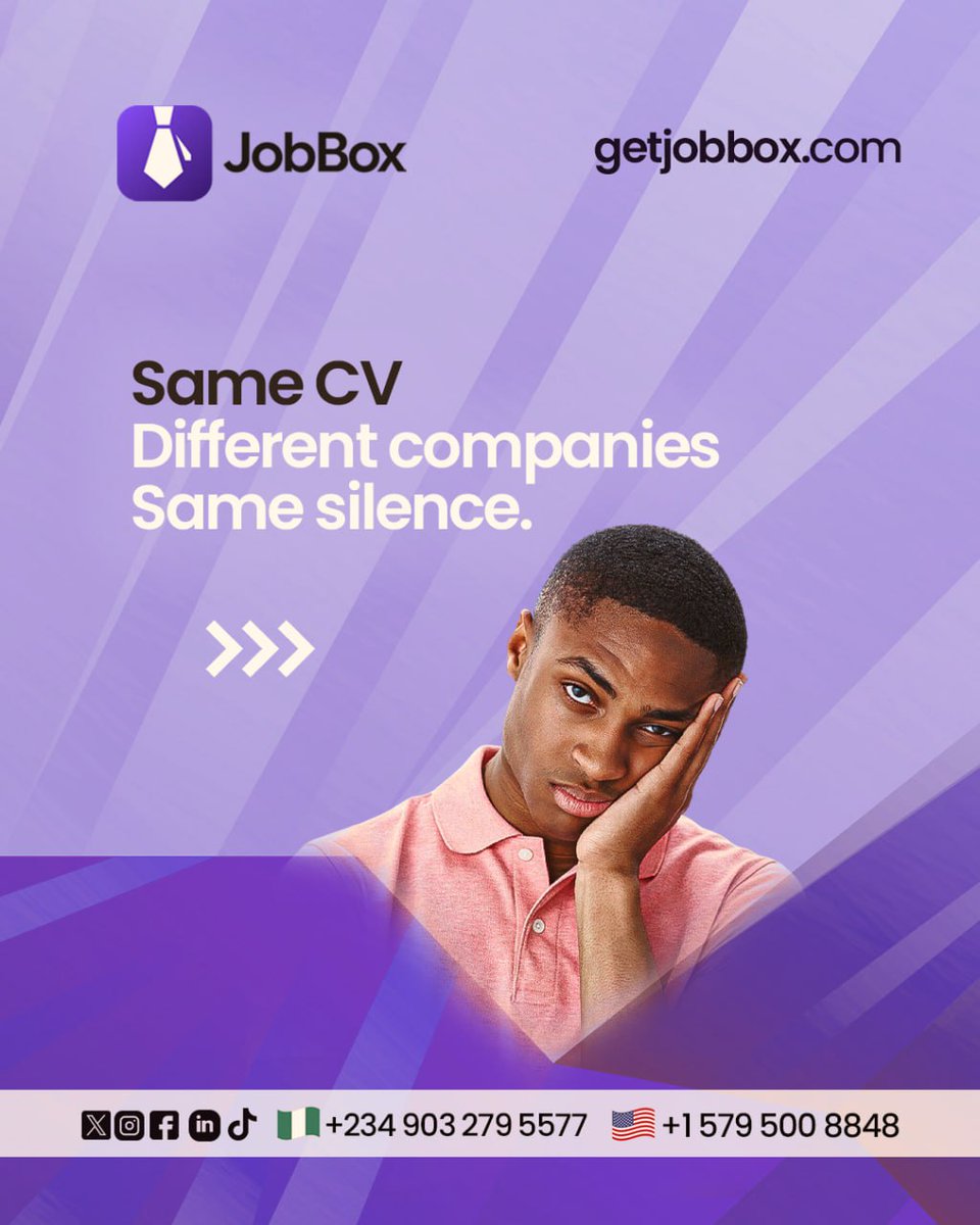 JobBoxAI's tweet photo. 50 applications, 2 replies, 0 results. 

Your strategy isn't the problem; your CV is. Stop mass applying and get data-driven feedback with JobBox.

Optimize here: https://t.co/x4so4dFD2f 

#JobSearch #CVTips #JobBox #CareerStrategy https://t.co/hZ51GwtCv6