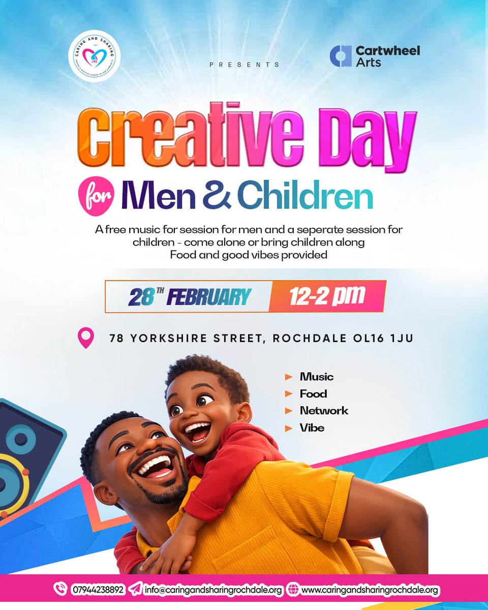 CAS_rochdale's tweet photo. ⏰ Tick Tock, Tick Tock…

Just a few hours to go until Creative Day for Men &amp; Children. We can’t wait to welcome our community and co-create something fun, engaging, and powerful together.

Just bring yourself, and maybe someone you’d like to inspire!

#casrochdale #creativeday https://t.co/MKR5r9Dqgl