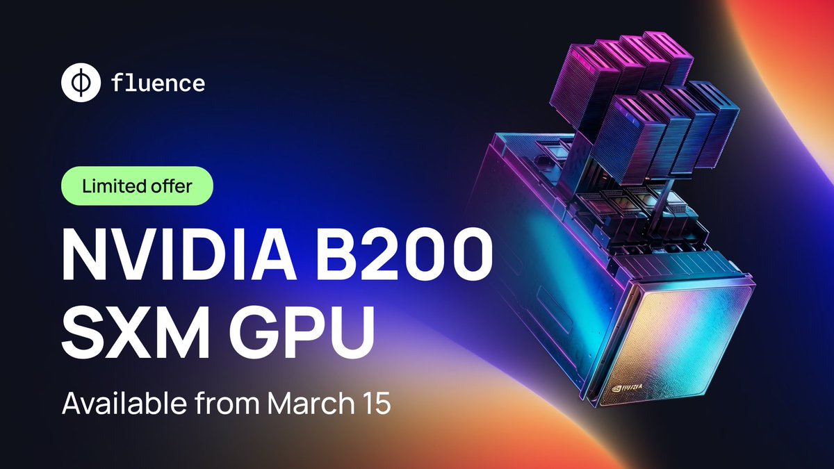 🚨We have a limited allocation of NVIDIA B200 SXM GPU nodes available from March 15 for our community!

B200 is built for large-scale training, high-throughput inference, and HPC — delivering higher memory bandwidth and throughput for next-gen AI workloads.

🌏 Region: Asia
📄