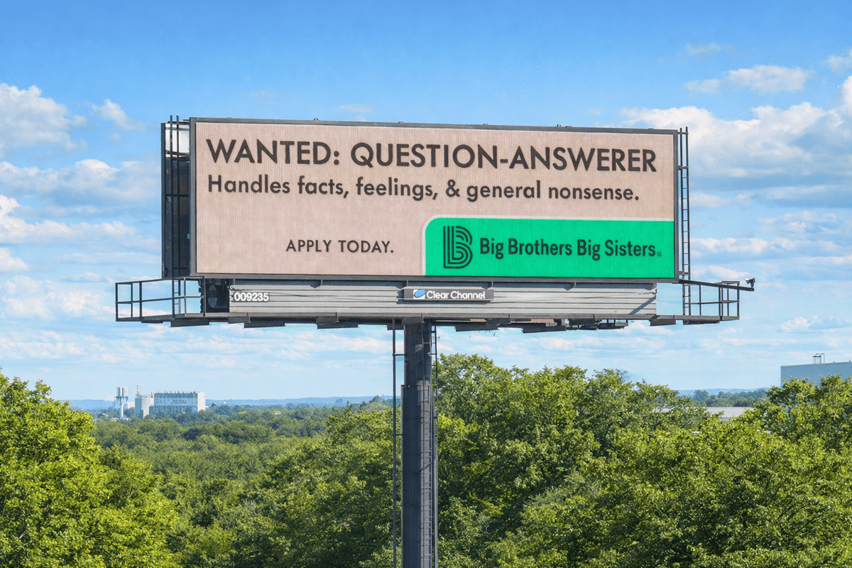 TheWeaponry's tweet photo. Check out our latest campaign for Big Brothers Big Sisters of Metro Milwaukee! 
Inspired by classic newspaper Want Ads, the billboards simplify what being a mentor really means. Hundreds of kids in our community are waiting for volunteers to step up. https://t.co/HLSfcjJcJM