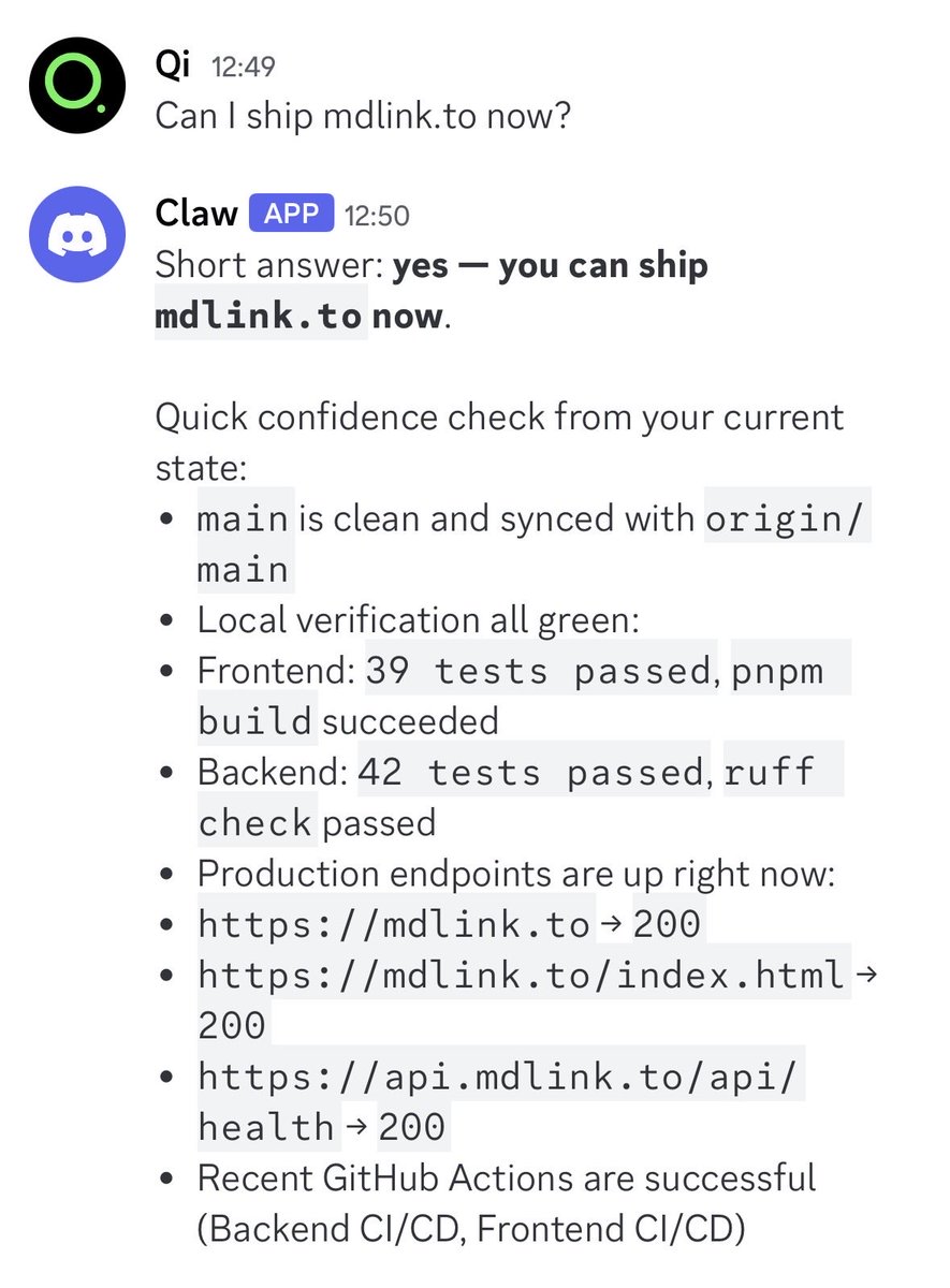 qidevs's tweet photo. Week 1 of building https://t.co/ftArGmnaY9 👷‍♂️

Built entirely from my phone during Chinese New Year.

My Mac Mini was in another city — controlled remotely with OpenClaw.

Markdown → clean share link in 1 click.

First visitors already 🚀

#BuildInPublic #Markdown #Openclaw https://t.co/uYTEzLEwwV