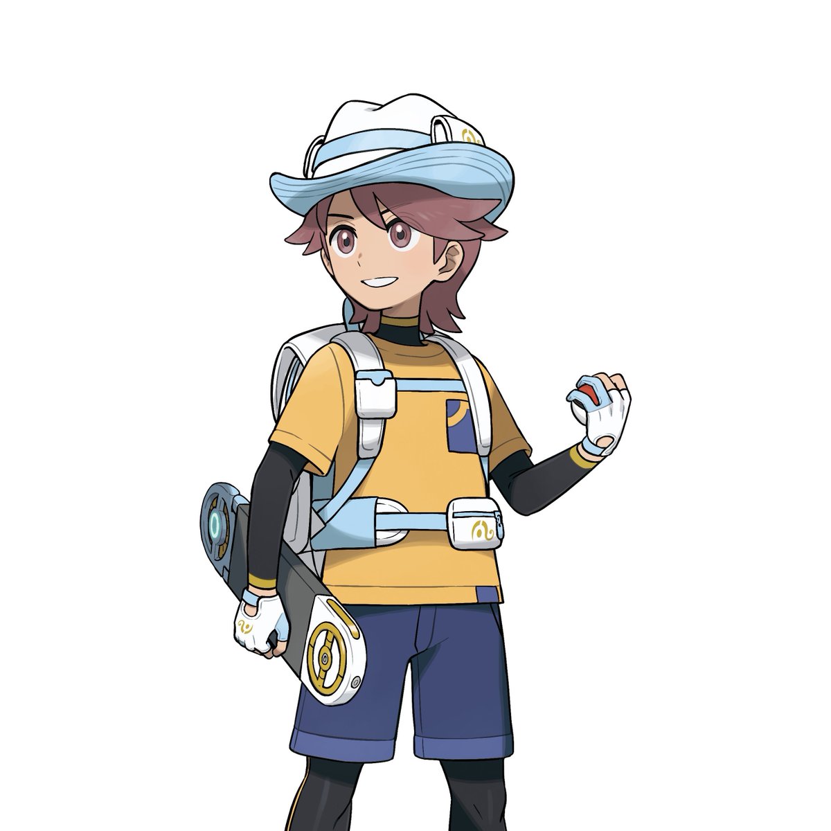 pokepecha's tweet photo. New official main character trainer art differs slightly depending on whether you have Pokemon Winds or Waves version #PokemonWindsWaves https://t.co/osoHTLYF6D