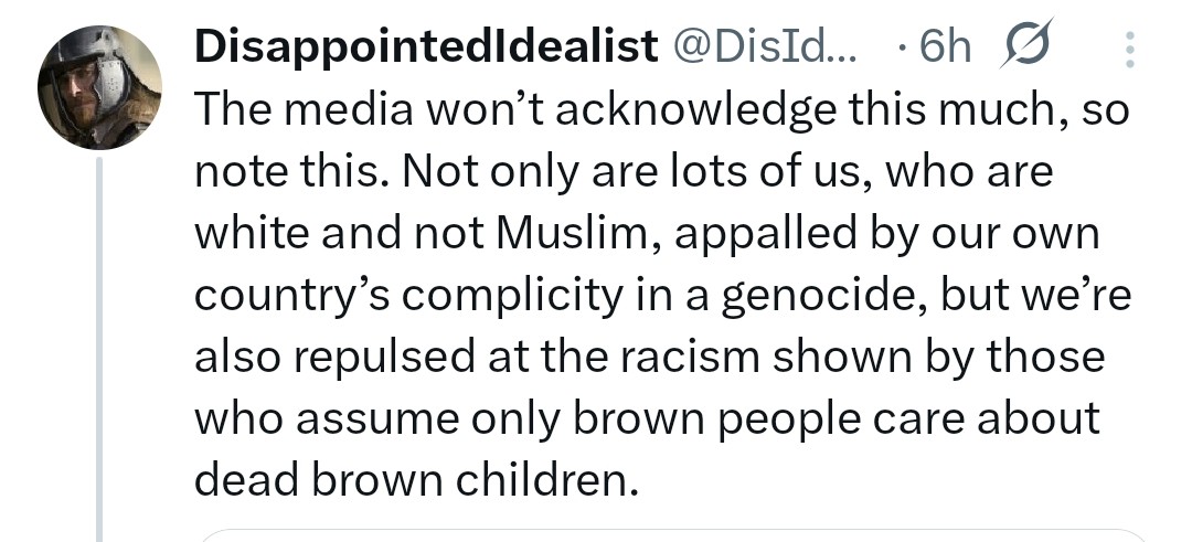 The UK appears to be teeming with pallywankers who think that Islam is a race and that all Muslims have brown skin. 🤡 

Muslims from Albania, Kosovo and  Azerbaijan would like a word...