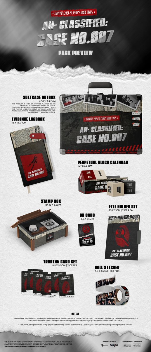 ㅤㅤ
𝗔𝗡𝗛𝗬𝗣𝗘𝗡 2026 Season’s Greetings
“𝐀𝐍- 𝐂𝐥𝐚𝐬𝐬𝐢𝐟𝐢𝐞𝐝: 𝐂𝐚𝐬𝐞 𝐍𝐨.𝟎𝟎𝟕”
 
❬    𝐏𝐫𝐞𝐯𝐢𝐞𝐰 &amp; 𝐃𝐞𝐭𝐚𝐢𝐥𝐬   ❭
🔗 s.id/ANHYPEN-SG26
 
𝗦𝗲𝗰𝘂𝗿𝗲 𝘆𝗼𝘂𝗿 𝗞𝗶𝘁 𝗛𝗲𝗿𝗲
🔗 s.id/anhypenshop

#ANHYPEN #AN_Classified_Case_No_007
ㅤㅤ