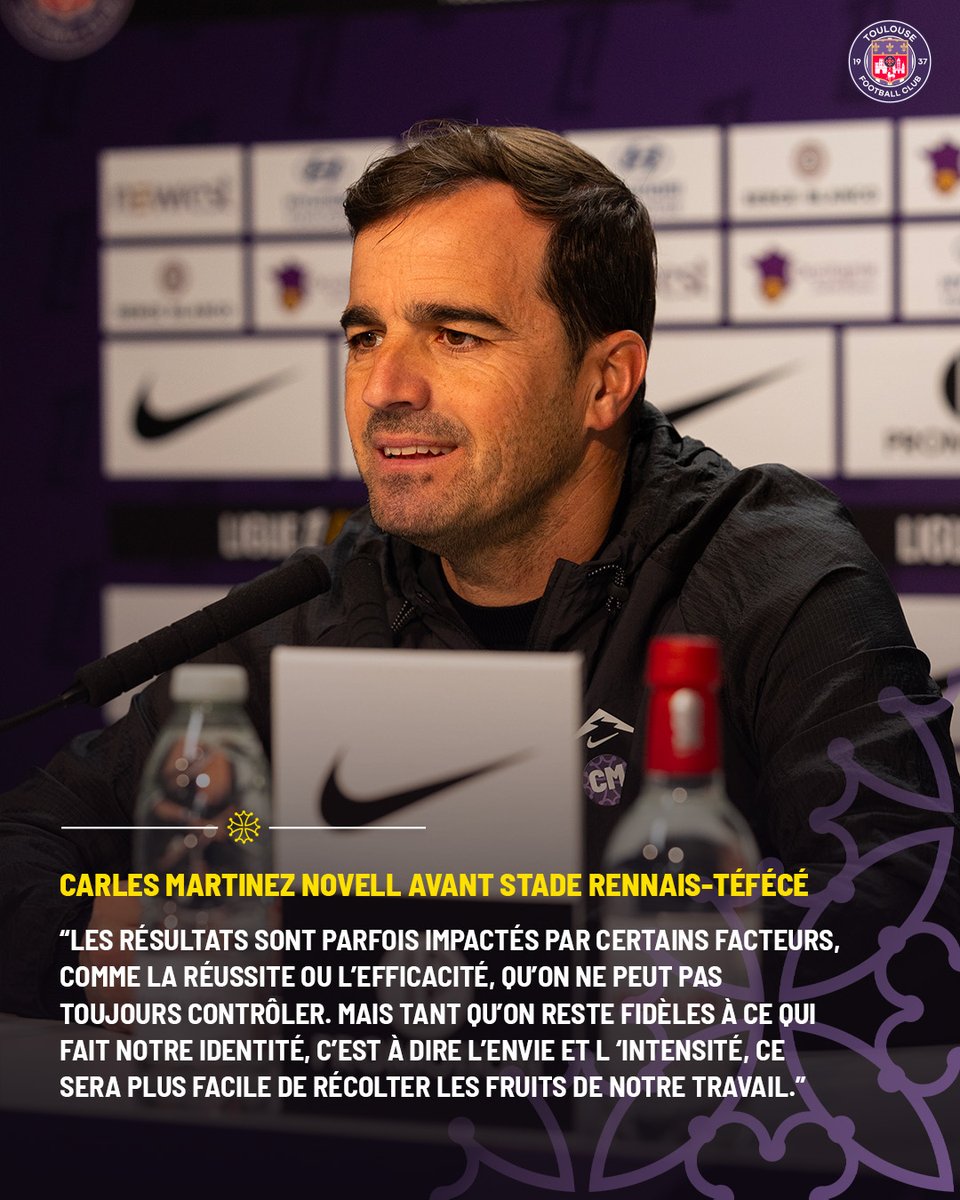 ToulouseFC's tweet photo. 💬 Avant le déplacement à Rennes, 𝑪𝒂𝒓𝒍𝒆𝒔 𝑴𝒂𝒓𝒕𝒊𝒏𝒆𝒛 𝑵𝒐𝒗𝒆𝒍𝒍 s'est exprimé face à la presse en soulignant l'importance de l'état d'esprit de ses troupes. https://t.co/Hv1LKq7V0V