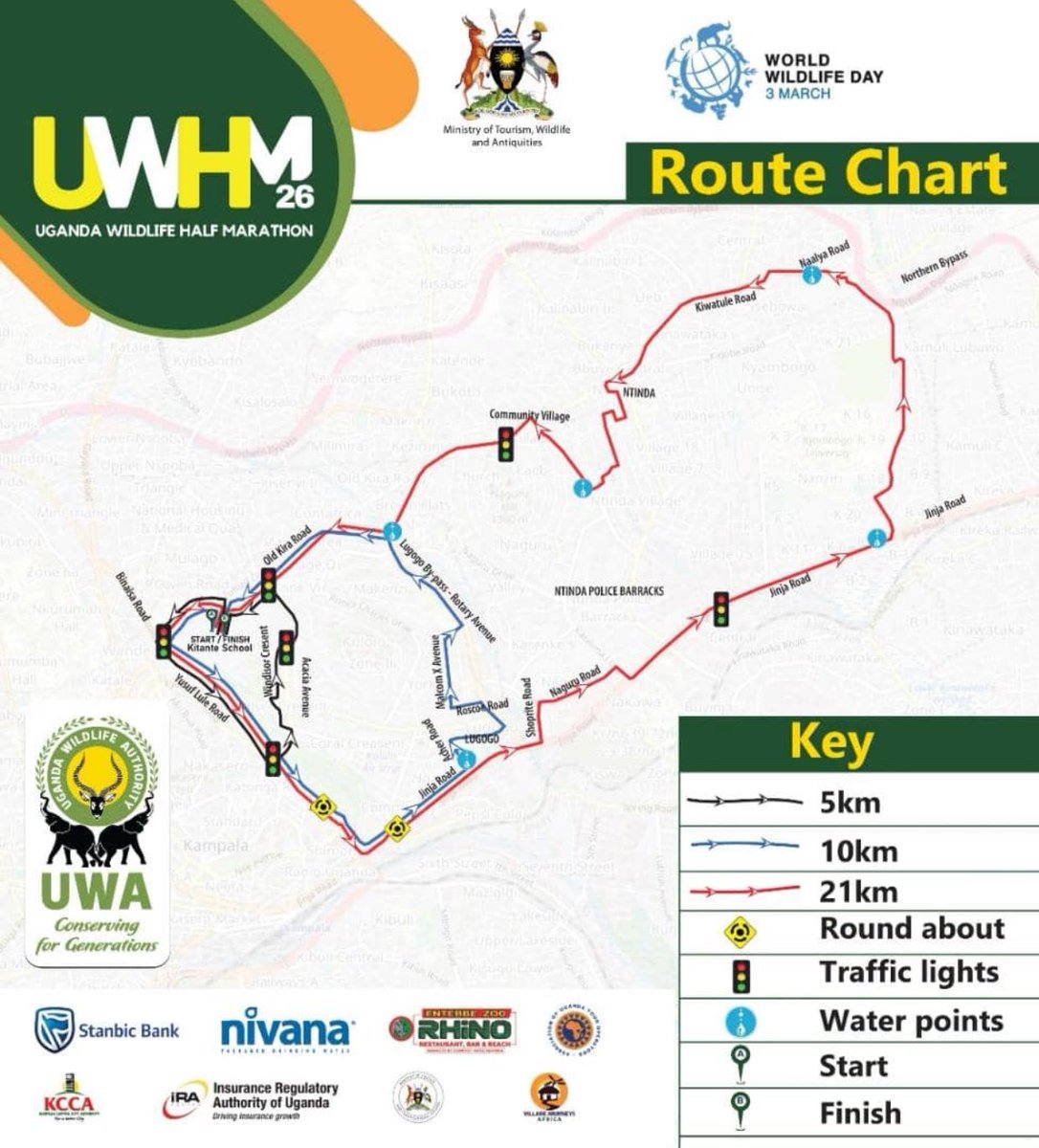 I will assume everyone has their running kits ready 

One day to Go for the Uganda wildlife half marathon an initiative to help the families of fallen rangers as we celebrate world Wildlife day together 

The route is open to all of us 

#UWHM2026  #WWD26