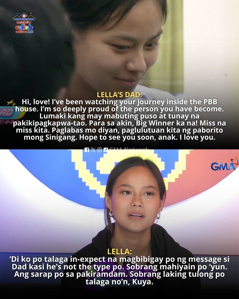 Siguradong miss na miss ka na ng dad mo, Lella! 💖

Don’t miss the #GMAPBBCollab Big Night this Saturday at 7:15 PM on GMA Network!

#PBBCollab20FinalTask