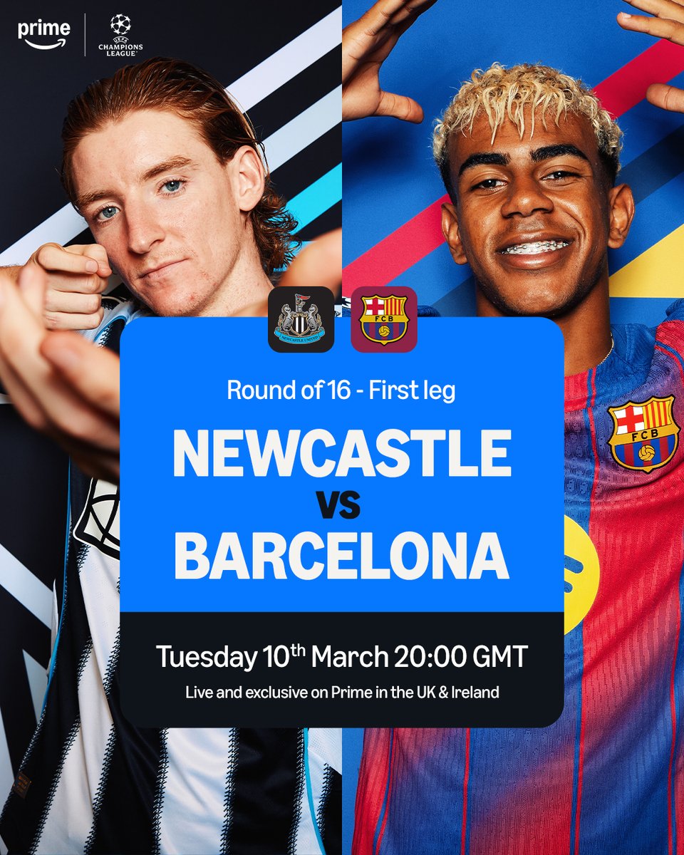 Newcastle 🆚 Barcelona is our pick for the 25/26 UEFA Champions League last 16 first leg! 🤩🍿