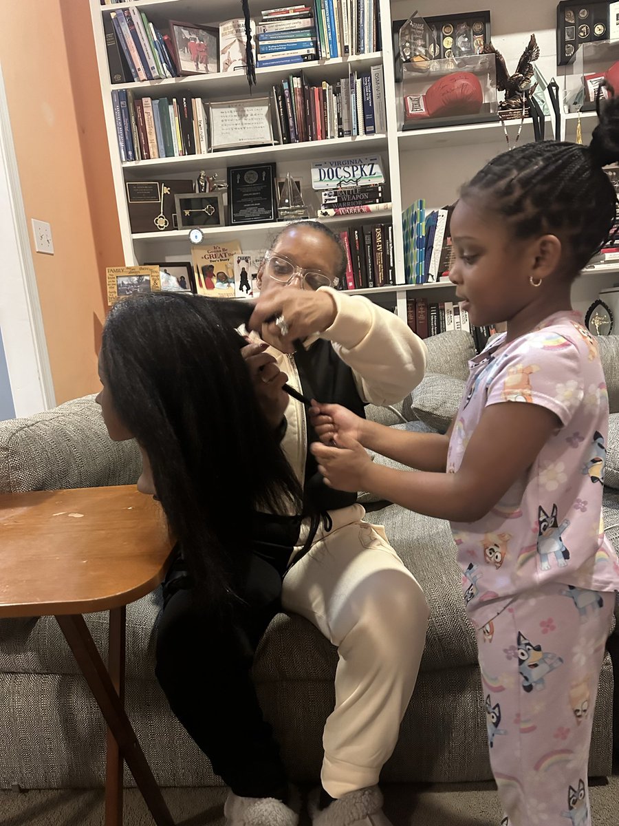 docspeaks's tweet image. ✨ Have you ever witnessed a moment where time seems to stand still? ✨

Today is #FeatureFriday, and I’m filled with gratitude as I watch the beautiful transfer of generational wisdom. 💖 Seeing my wife teach our granddaughter how to braid hair, while sharing cherished stories