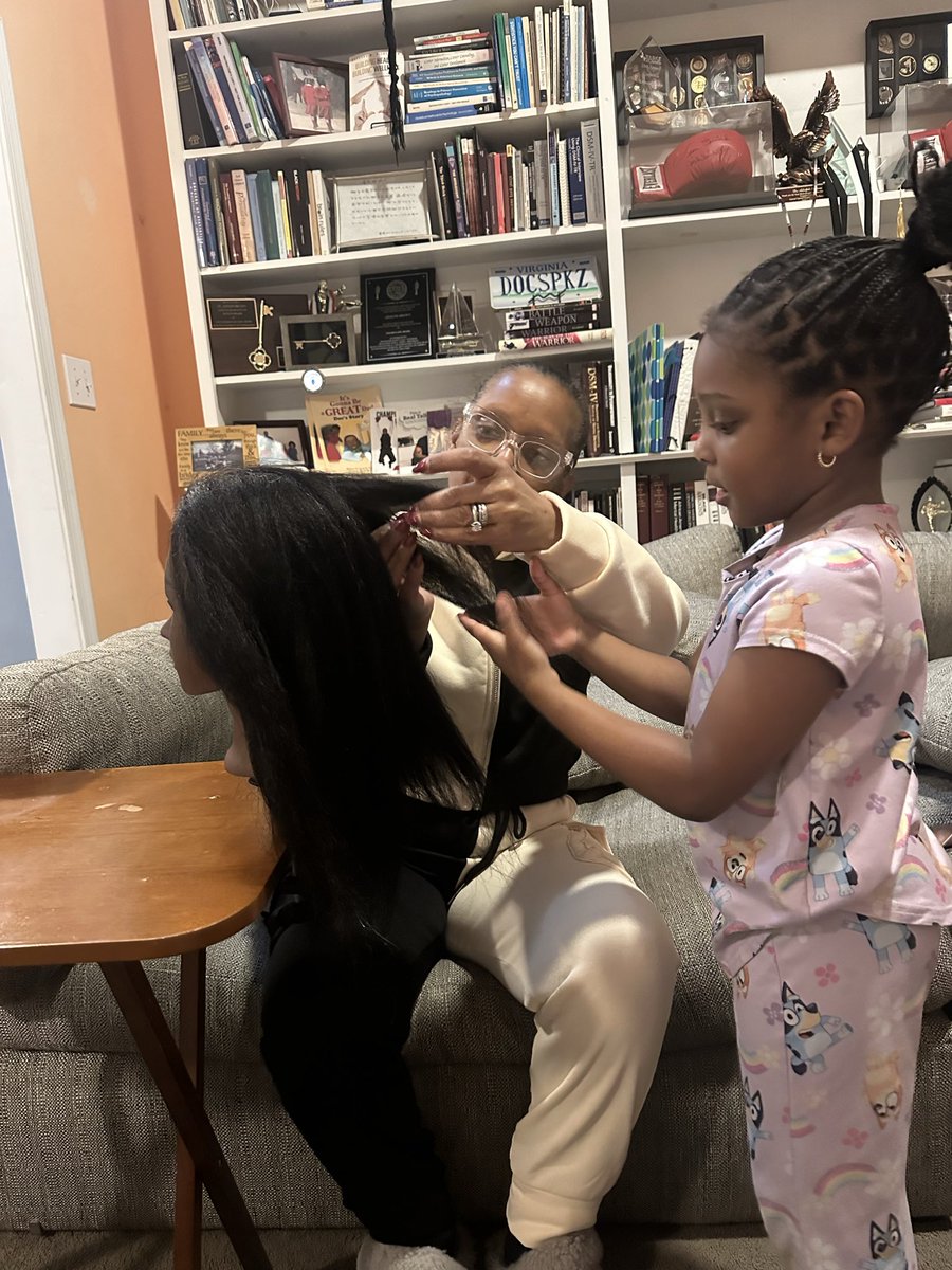 docspeaks's tweet image. ✨ Have you ever witnessed a moment where time seems to stand still? ✨

Today is #FeatureFriday, and I’m filled with gratitude as I watch the beautiful transfer of generational wisdom. 💖 Seeing my wife teach our granddaughter how to braid hair, while sharing cherished stories