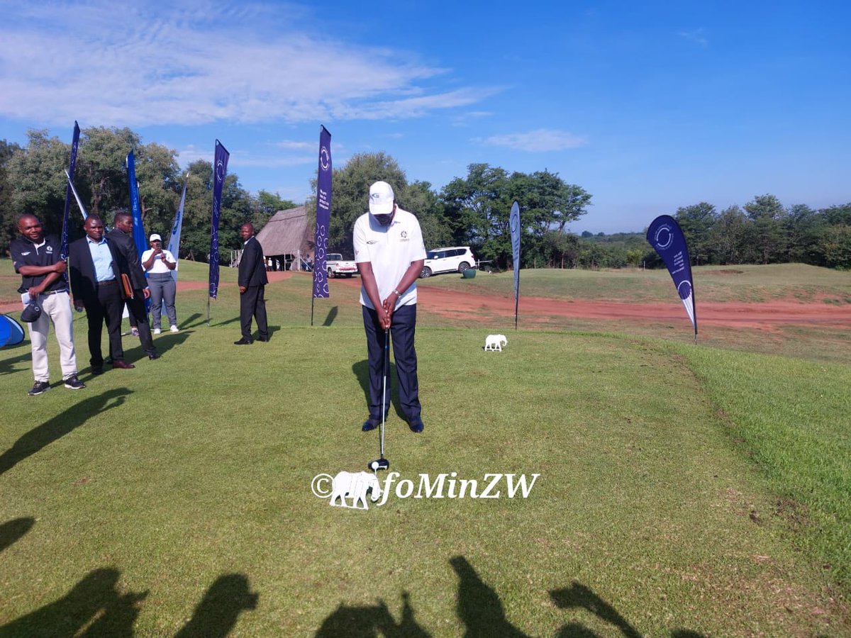 InfoMinZW's tweet photo. Today,  Vice President Colonel (Rtd) Dr. K. C. D. Mohadi officially opened the SADC Sustainable Energy Week (SSEW) Golf Tournament at Elephant Hills Resort Golf Course in Victoria Falls. https://t.co/97NAn9FtDR