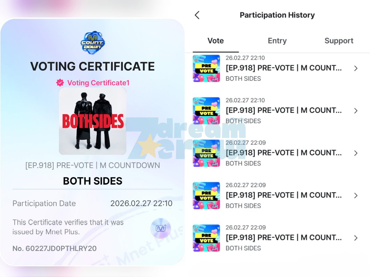 [🗳NCT JNJM - MCOUNTDOWN PRE VOTE]

Dreamzens‼️ #NCTJNJM_BOTHSIDES  is nominated in MCountdown Pre-Vote on MNET+ app! Let's vote for #NCTJNJM now 🔥

🎯 Rank 1
🗓️ ~ 2nd March, 2026 23:59 KST
📌 5 votes/acc/device
🔗 mnetplus.onelink.me/TRa8/xohkwx0b?…

#NCTDREAM #DreamzenVote