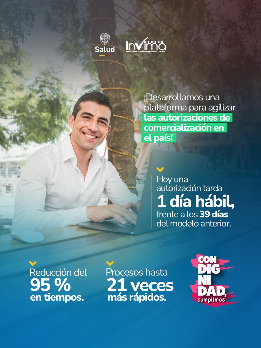 Con cada mejora en nuestros procesos en #InvimÁgil 🚀 fortalecemos el sector productivo 🏭, brindamos mayor claridad y seguridad 🔎✅, y permitimos que más productos lleguen oportunamente a los colombianos 🇨🇴📦.