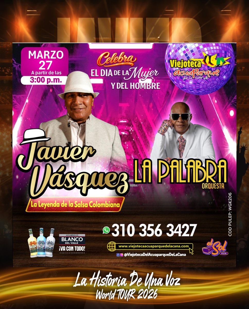 ¡Amigos! Nos vemos este 27 de marzo en la #ViejotecaDelAcuaparqueDeLacaña para celebrar con ustedes el día de la mujer. ¡No se lo pierdan! ¡Feliz día y que Dios me los bendiga! ¡avi!

La bendición del Señor trae riquezas que no vienen acompañadas de tristezas. (Proverbios 10:22)