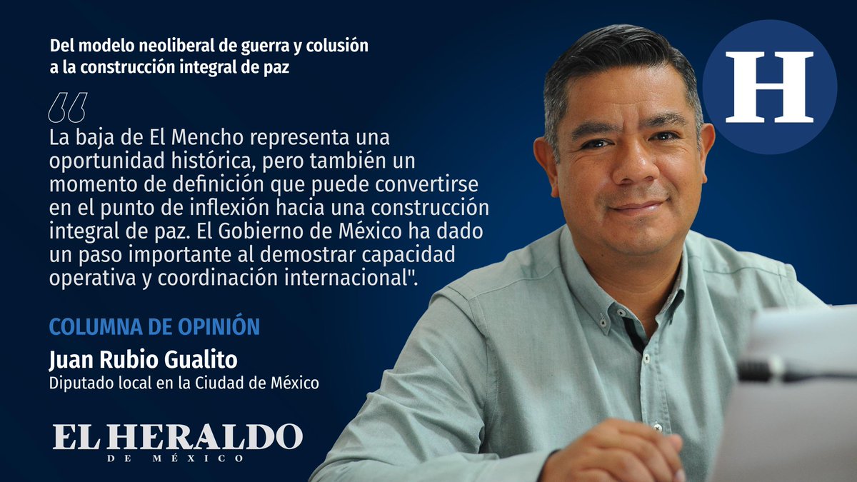 juanrubiog's tweet photo. La neutralización de uno de los principales líderes criminales abre la posibilidad de fortalecer una estrategia que combine inteligencia, coordinación institucional y políticas sociales, orientadas a reconstruir el tejido social en México.

Te invito a leer mi columna en @heraldodemexico: https://t.co/dUei0kUm98

#SigamosHaciendoHistoria
@GPMorenaCdMex
@MorenaCiudadMex