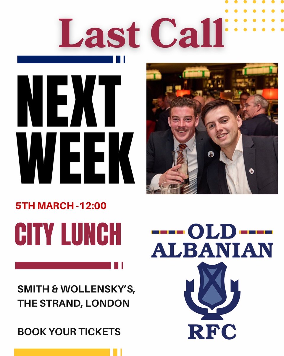 Old_AlbanianRFC's tweet photo. 🏉Please support your club🏉
Home
M1stXV vs. Oxford Quinns 3pm
Grizzlies vs. St Albans 2nds 2pm
Away 
Romans vs. Cheshunt 1st XV 3pm - free buffet for supporters (1pm)
City lunch last chance - tickets https://t.co/y6rhsuZg2t 
#Rugby #SupportYourTeam #oarfc #stalbans #nat2e https://t.co/Jv4YAqEieU