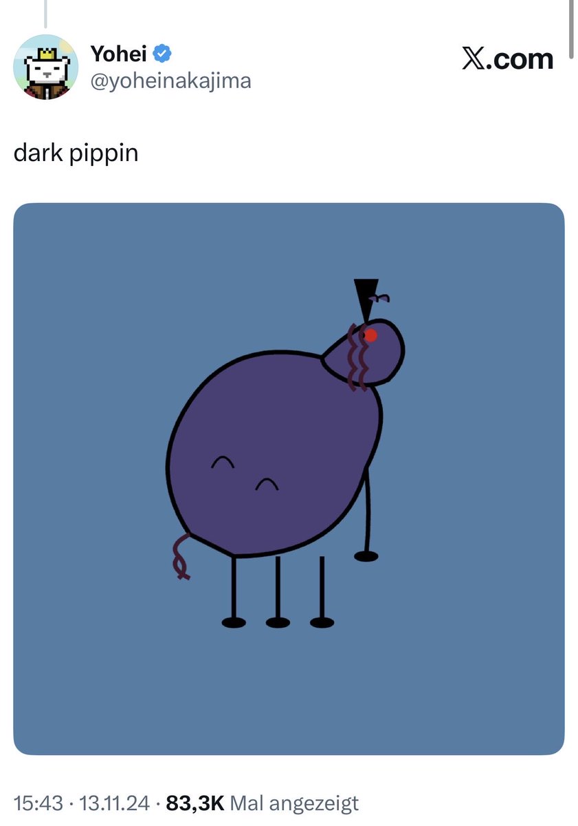 Here are the FACTS

- $DARKPIPPIN was deployed 3 days after the Pippin
- Yohei had 9% supply and he burnt it(BULLISH) (Check msg in pinned)
- this token has no creator fee, so whoever running is not for the fee, PURE ORGANIC
- 0 Bundle, buy your bag and push
- Yohei gave us the