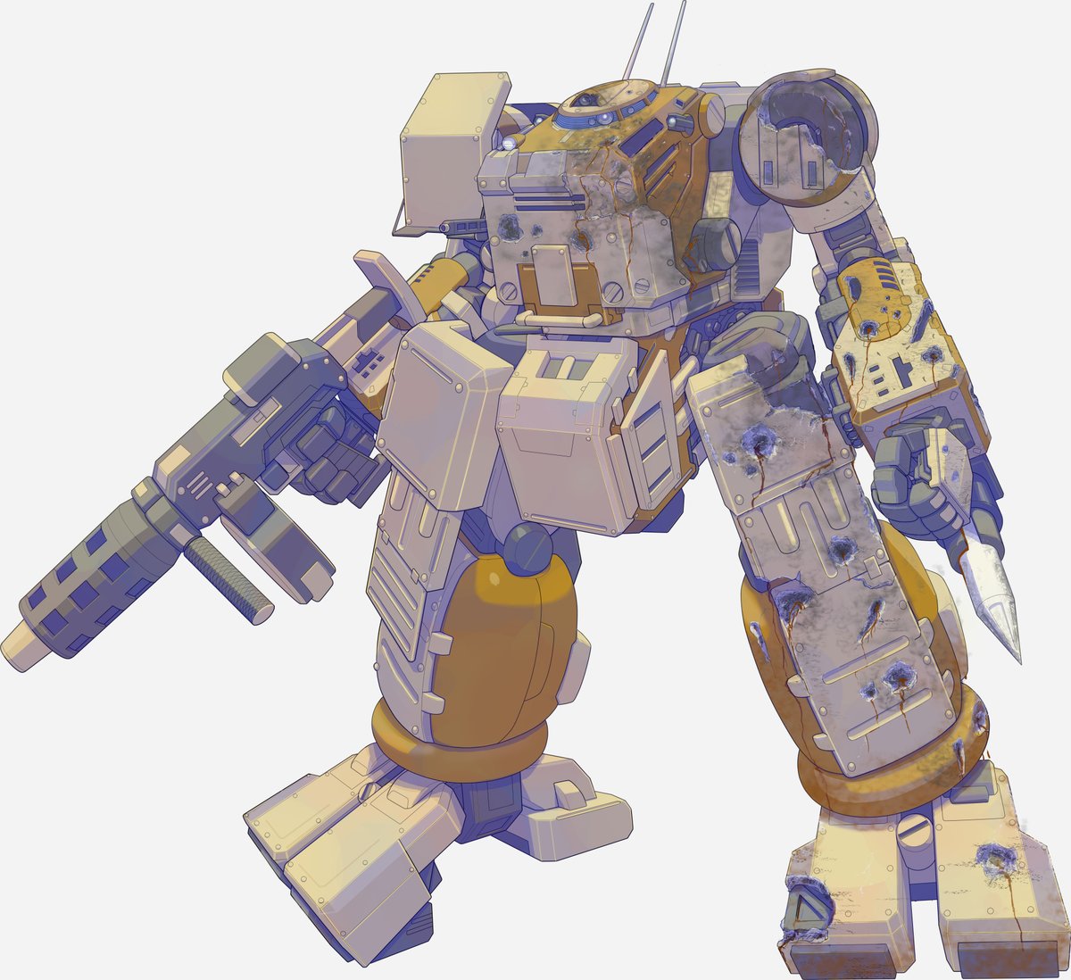 FANA37150837's tweet image. 今日のロボ画
ダメージは叡智やでえ
あと半分（小破、中破、大破）を描くのでまだまだ遠い。
＃メカ　＃ロボ　＃mech