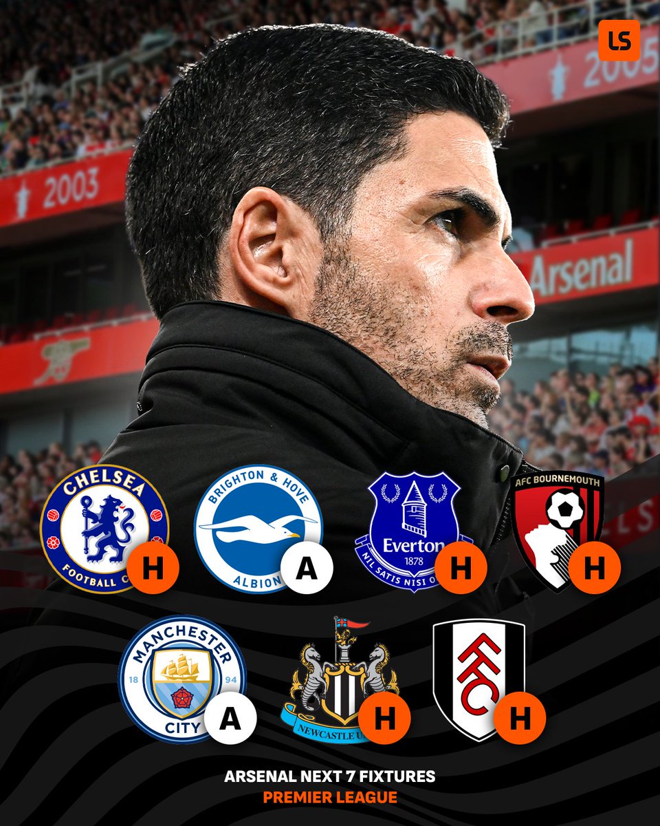 Five of Arsenal’s next seven Premier League games are at The Emirates 👀🏟️

A big boost in their title race 🏠