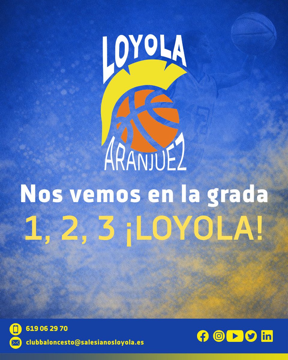 Triple jornada para Loyola Aranjuez 🏀

Alevín 2º Año, 2ª Aut. Fem. Oro y 2ª Aut. Masc. Bronce en pista este 28 y 1 de marzo.
¡A competir y disfrutar! 💙💛