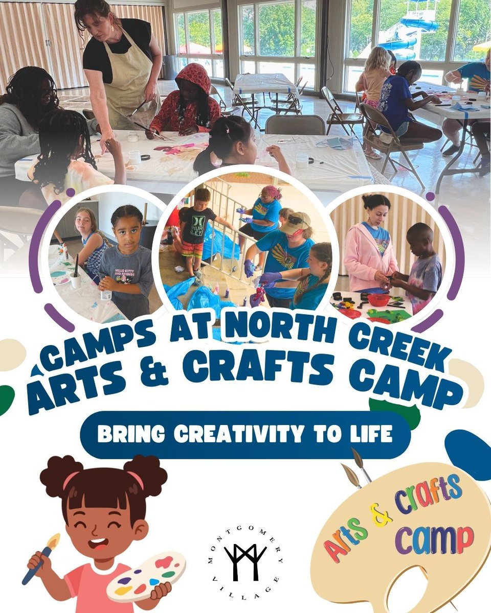 MontVillageMD's tweet image. 🎨 Watch your child’s creativity come to life!

Let imagination run wild and get ready for #SummerFun at our North Creek Arts &amp;amp; Crafts Camp.

📅 8 a.m. to 4:30 p.m.
👦 Ages 6 to 12
📍 North Creek Community Center (20125 Arrowhead Road)

🖌️tinyurl.com/ArtsCraftCamp-…

#SummerCamp