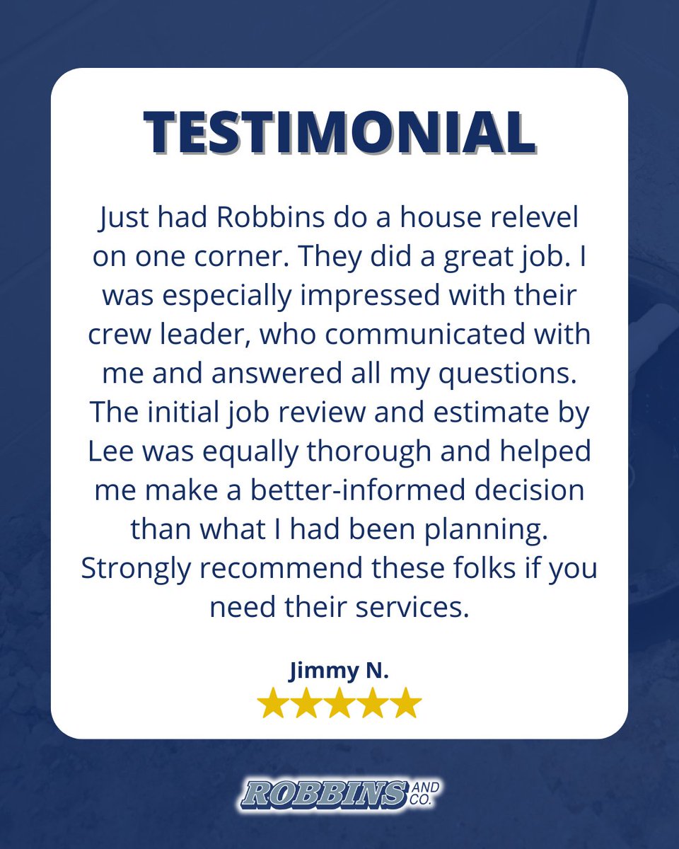 RobbinsandCo's tweet image. Thank you, Jimmy, for sharing your experience. 

We’re glad our team could help with your house releveling project and deliver results you feel confident in.

🌐 robbinsfoundationsystems.com

#seattlehomes #foundationrepair #customerreview #everettwa #tacomawa