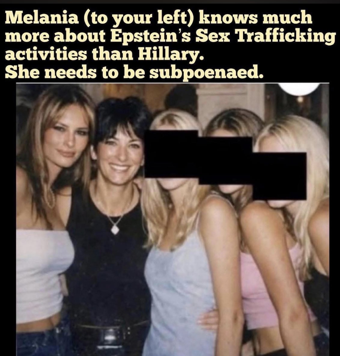 Melania needs to testify under oath. She and Ghislaine Maxwell were good friends. She and Donald partied with Epstein and Ghislaine. Found in the Epstein files were emails between Melania and Ghislaine Maxwell. Melania’s nickname for Ghislaine was “G.”