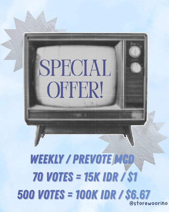 WANT TO SELL SPECIAL SALE ——★ˎˊ˗

PREVOTE MCD / WEEKLY MCD PICK STAGE
70 Votes = 15k/$1
500 Votes = 100k / $6.67 

💌 DM or wa.me/62882017182859 to ask or order🤍

🏷️ wts mnet plus mcountdown wtb buy beli vote hearts2hearts nct jnjm ive bang bang rude! both sides blackpink go