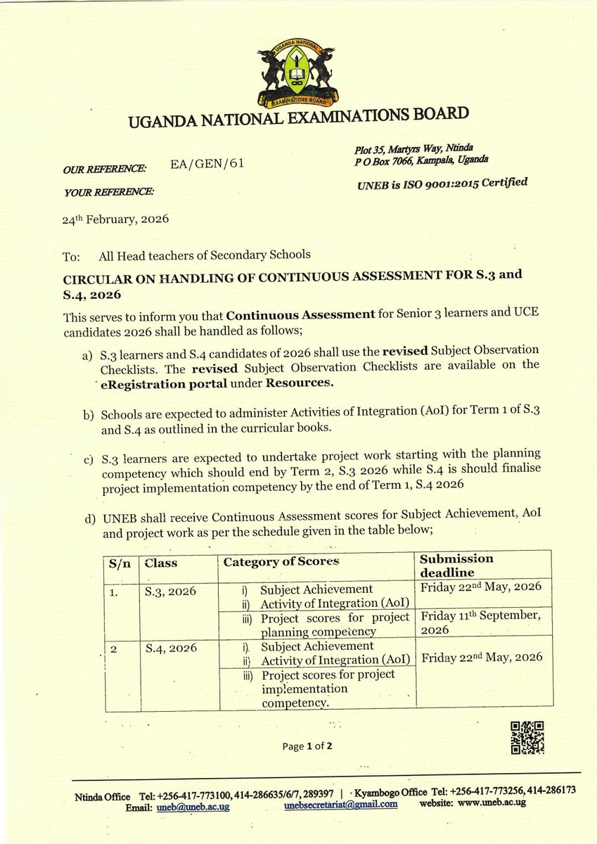 Uganda National Examinations Board tweet media