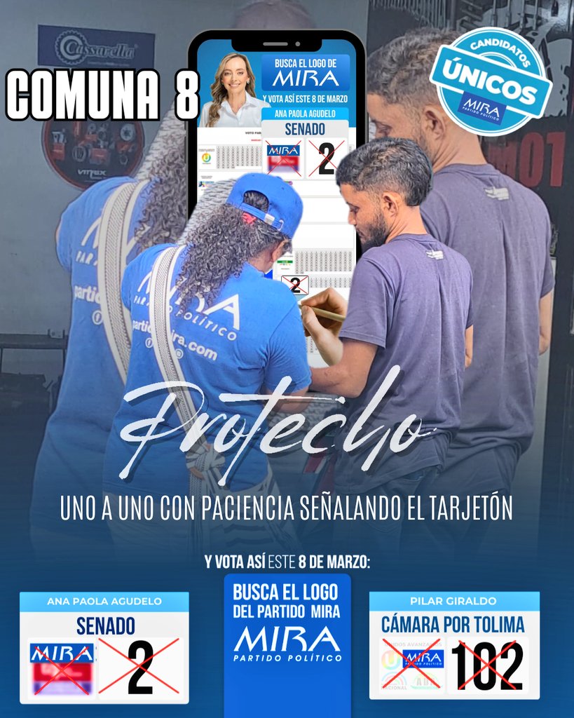 Martha_Castella's tweet photo. 💙 PROTECHO: PEDAGOGÍA PUERTA A PUERTA

Llegamos a este barrio enseñando cómo votar 🏘️

Negocio por negocio, vecino por vecino, explicando con paciencia dónde marcar.

Protecho ya sabe:
✅ 0⃣2️⃣ Senado - Ana Paola Agudelo
✅ 1⃣0⃣2️⃣ Cámara - Pilar Giraldo 

#Protecho #MIRA #Ibagué https://t.co/jfaZdijiDQ