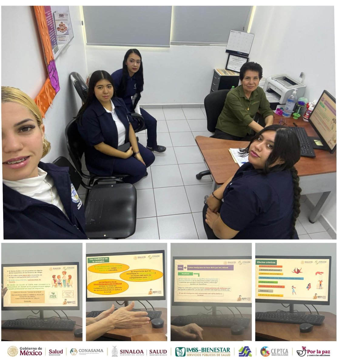 CapaCuliacan's tweet photo. Personal de CECOSAMA IMSS BIENESTAR Culiacán, otorgó una plática a practicantes de la Facultad de Trabajo Social, con el tema: consumo de marihuana en los adolescentes.
#CONASAMA
#SaludMental
#SaludMentalEnAcción
#PorLaPazYContraLasAdicciones
#CEPTCA
#CECOSAMACLN
#IMSS-BIENESTAR https://t.co/VcXustWemt